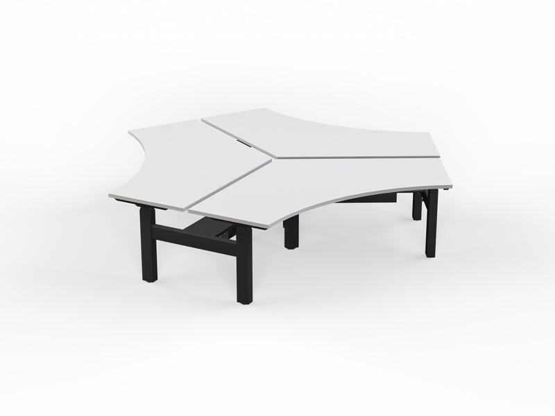 Triple 120° Height Adjustable Workstation Black