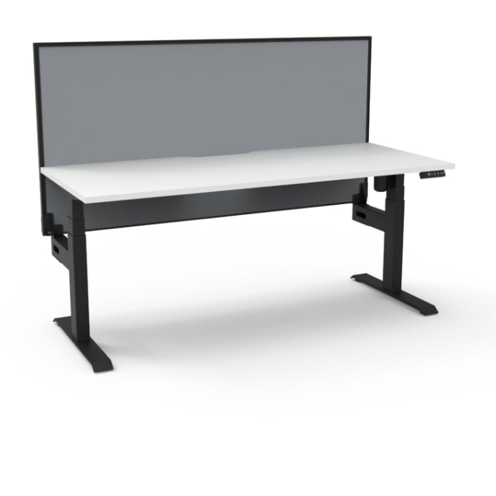 Rapidline Boost Light Single Sided Workstation 1500mm Without Cable Tray With Screen Natural White Black Satin