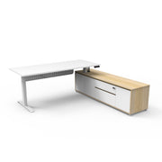Boost Executive Desk Natural White White P C Right Hand Side Cabinet with Modesty Panel