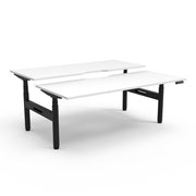 Rapidline Height Adjustable Halo+ Back to Back Workstation Natural White Black satin Without Cable Tray Without Screen