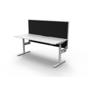 Rapidline Height Adjustable Halo+ Single Sided Workstation Without Cable Tray With Screen Natural White White Satin