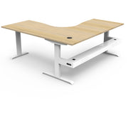 Rapidline Boost Static Corner Workstation 1500mmX1500mm With Cable Tray Without Screen Natural Oak White Satin