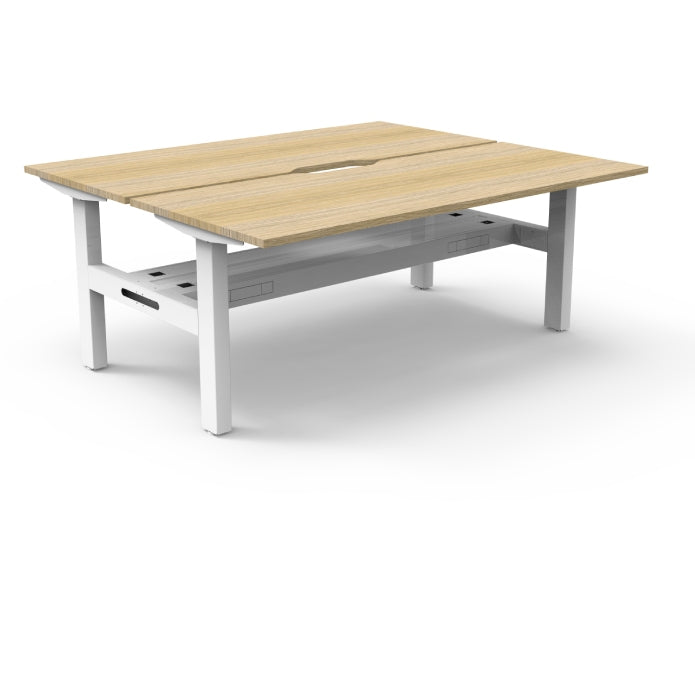 Rapidline Boost Static Back to Back Workstation Natural Oak white Satin With Cable Tray Without Screen