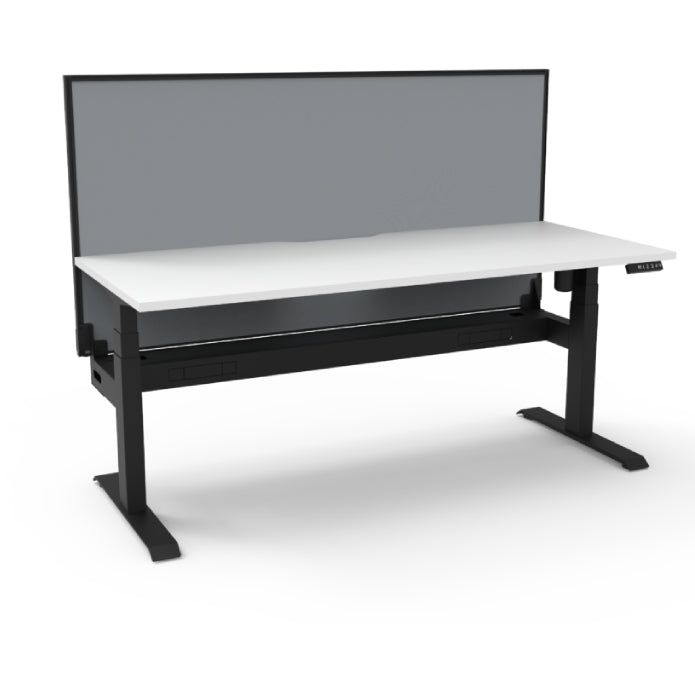 Rapidline Boost Light Single Sided Workstation With Cable Tray With Screen Natural White Black Satin