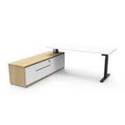 Boost Executive Desk Natural White Black P C Left Hand Side Cabinet without Modesty Panel