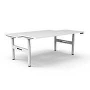 Rapidline Height Adjustable Halo+ Back to Back Workstation 1500mmX1500mm Natural White White satin Without Cable Tray Without Screen