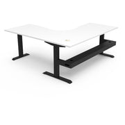 Rapidline Boost Static Corner Workstation With Cable Tray Without Screen Natural White Black Satin