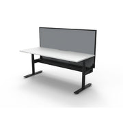 Rapidline Height Adjustable Halo+ Single Sided Workstation With Cable Tray With Screen Natural White Black Satin