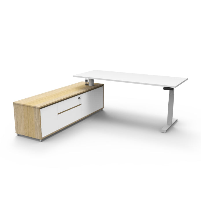 Boost Executive Desk White P C Left Hand Side Cabinet without Modesty Panel