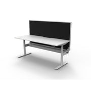 Rapidline Height Adjustable Halo+ Single Sided Workstation With Cable Tray With Screen Natural White White Satin