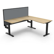 Rapidline Boost Static Corner Workstation Without Cable Tray With Screen Natural Oak Black Satin
