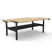 Rapidline Height Adjustable Halo+ Back to Back Workstation 1800mmX1500mm Natural Oak Black satin With Cable Tray Without Screen