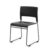 Apollo Sled Base Stacking Chair Seat Pad Upholstered In Black Vinyl