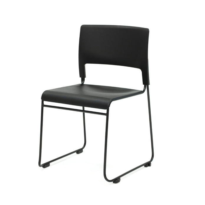 Apollo Sled Base Stacking Chair Seat Pad Upholstered In Black Vinyl