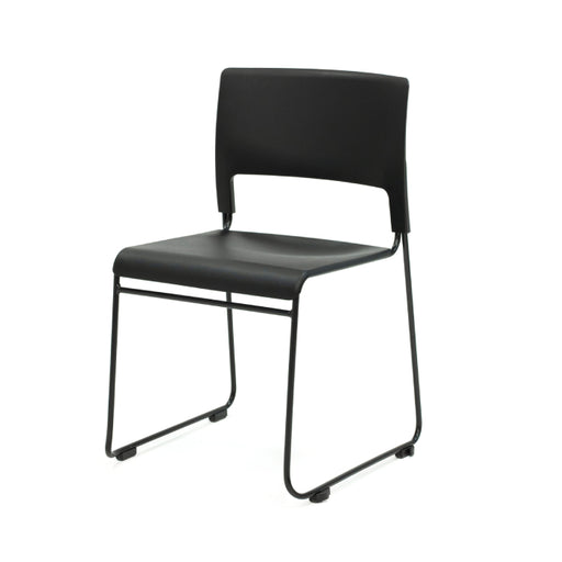 Apollo Sled Base Stacking Chair Seat Pad Upholstered In Black Vinyl