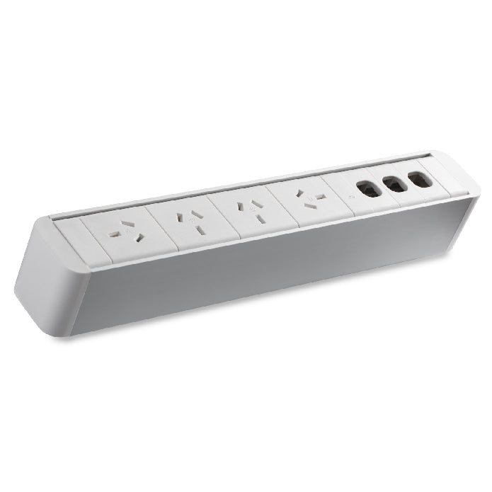 CMS Zeus Power Rail 4 x GPO + 3 Data Provisions White