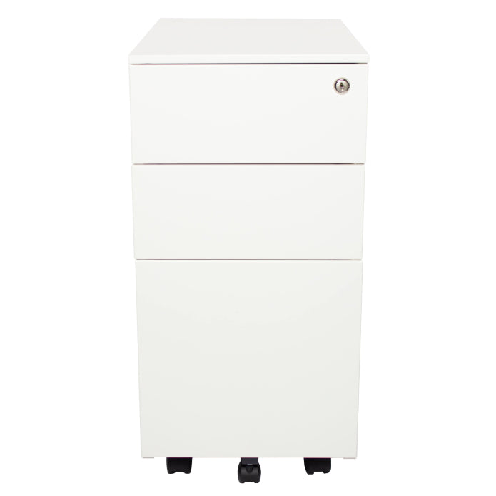 Steelco - Slimline Mobile Pedestal 615H x 300W x 500D White Satin