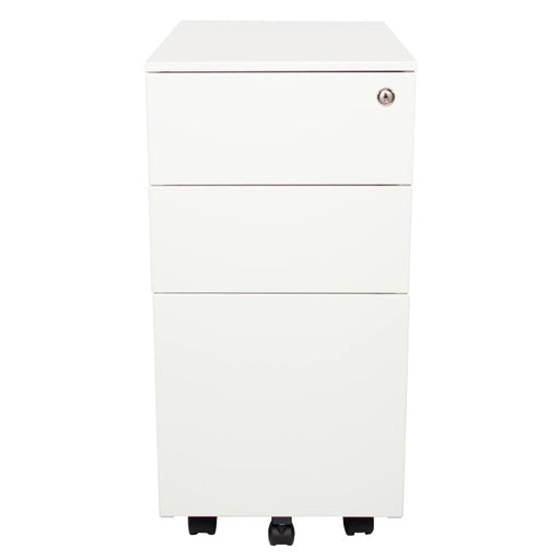 Steelco - Slimline Mobile Pedestal 615H x 300W x 500D White Satin