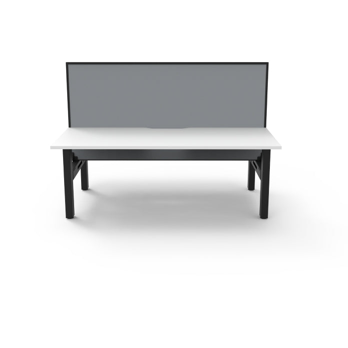 Rapidline Boost Static Back to Back Workstation 1800mmX750mm Natural White Black Satin Without Cable Tray With Screen