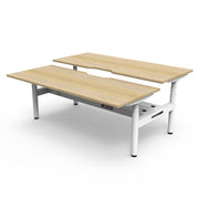 Rapidline Height Adjustable Halo+ Back to Back Workstation 1800mmX1500mm Natural Oak White satin With Cable Tray Without Screen