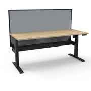 Rapidline Boost Light Single Sided Workstation With Cable Tray With Screen Natural Oak Black Satin