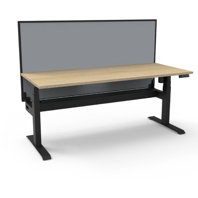 Rapidline Boost Light Single Sided Workstation With Cable Tray With Screen Natural Oak Black Satin