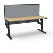 Rapidline Boost Light Single Sided Workstation 1500mm Without Cable Tray With Screen Natural Oak Black Satin