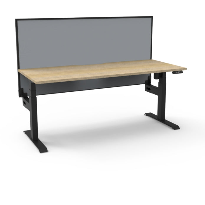 Rapidline Boost Light Single Sided Workstation 1500mm Without Cable Tray With Screen Natural Oak Black Satin