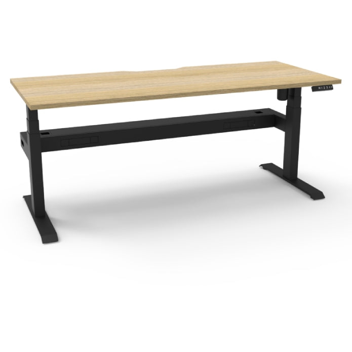Rapidline Boost Light Single Sided Workstation With Cable Tray Without screen Natural Oak Black Satin