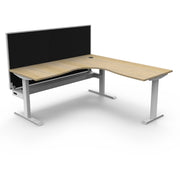 Rapidline Boost Static Corner Workstation With Cable Tray WIith Screen Natural Oak White Satin