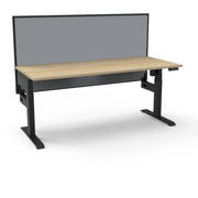 Rapidline Boost Light Single Sided Workstation Without Cable Tray With Screen Natural Oak Black Satin