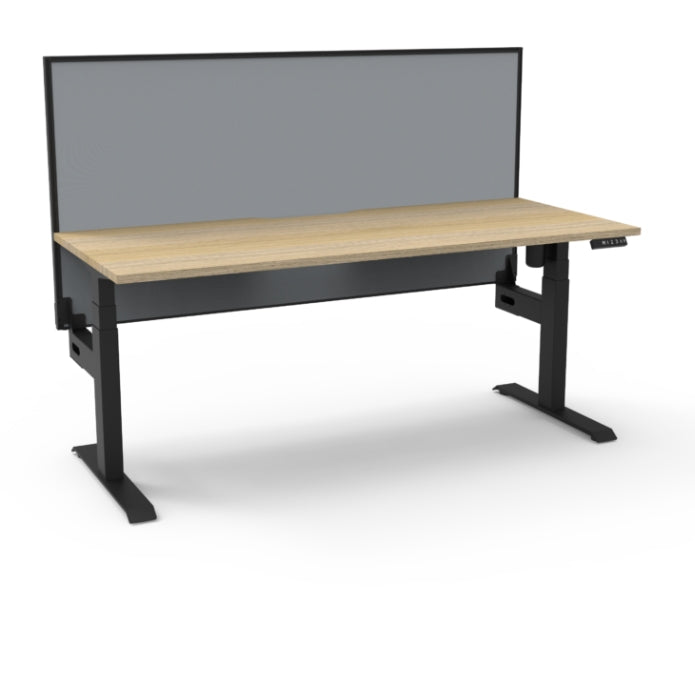 Rapidline Boost Light Single Sided Workstation Without Cable Tray With Screen Natural Oak Black Satin