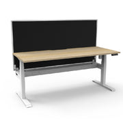 Rapidline Boost Light Single Sided Workstation With Cable Tray With Screen Natural Oak White Satin