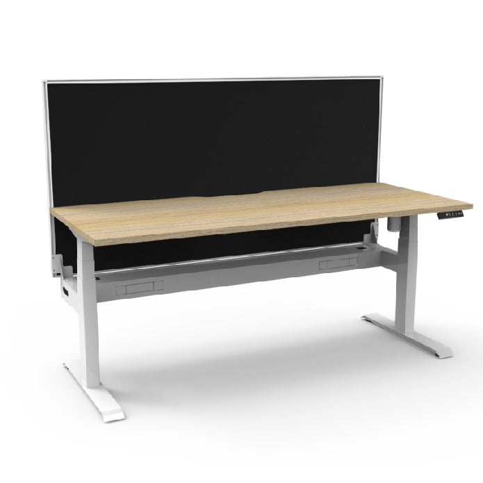 Rapidline Boost Light Single Sided Workstation With Cable Tray With Screen Natural Oak White Satin