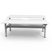 Rapidline Height Adjustable Halo+ Back to Back Workstation 1200mmX1500mm Natural White White satin With Cable Tray Without Screen