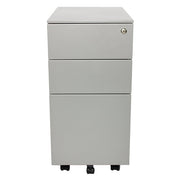 Steelco - Slimline Mobile Pedestal 615H x 300W x 500D Silver Satin