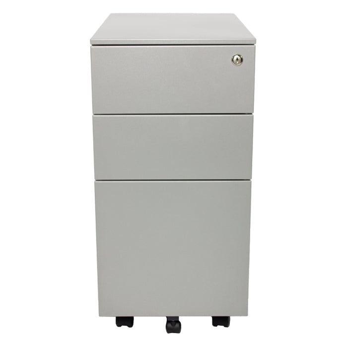 Steelco - Slimline Mobile Pedestal 615H x 300W x 500D Silver Satin