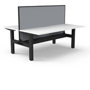 Rapidline Boost Static Back to Back Workstation Natural White Black Satin With Cable Tray With Screen