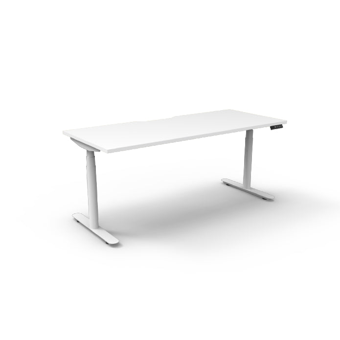 Rapidline Height Adjustable Halo+ Single Sided Workstation Without Cable Tray Without Screen Natural White White Satin