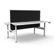 Rapidline Height Adjustable Halo+ Back to Back Workstation 1800mmX1500mm Natural White White satin Without Cable Tray With Screen