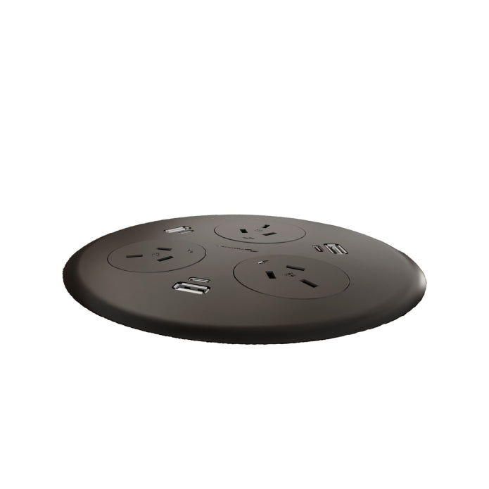 CMS Blinky Charging Stations Black 3 x GPO + 3 USB Type -C A Fast Charge Modules