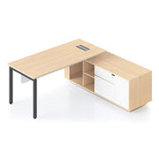 Casa Executive Desk & Cabinet Black Satin P C Profile Leg Right Hand Side Cabinet
