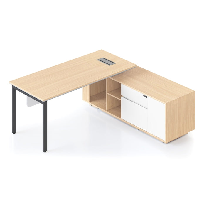 Casa Executive Desk & Cabinet Black Satin P C Profile Leg Right Hand Side Cabinet