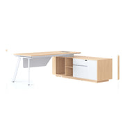 Casa Executive Desk & Cabinet White Satin P C Eternity Leg Right Hand Side Cabinet