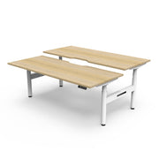 Rapidline Height Adjustable Halo+ Back to Back Workstation 1200mmX1500mm Natural Oak White satin Without Screen