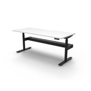 Rapidline Height Adjustable Halo+ Single Sided Workstation With Cable Tray Without Screen Natural White Black Satin