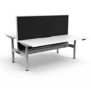 Rapidline Height Adjustable Halo+ Back to Back Workstation 1800mmX1500mm Natural White White satin With Cable Tray With Screen