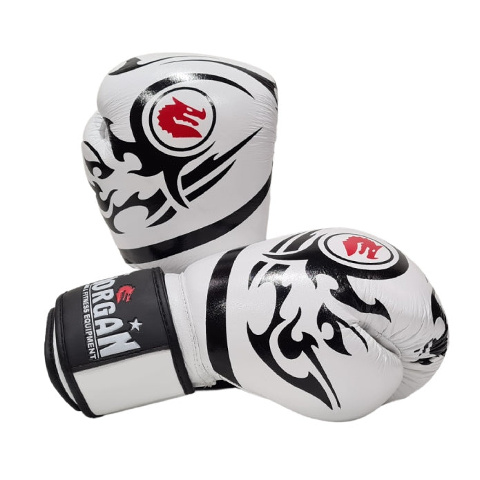 Morgan Elite Boxing & Muay Thai Leather Gloves (8-12-16Oz) 160z White