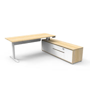 Boost Executive Desk Natural Oak White P C Right Hand Side Cabinet with Modesty Panel
