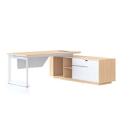 Casa Executive Desk & Cabinet White Satin P C Loop Leg Right Hand Side Cabinet